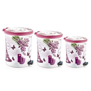 *3'LÜ SET PEDALLI DESENLİ ÇÖP KOVASI